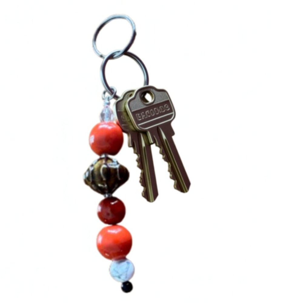 Boho-inspired earth tone beaded keychain (WA007) NWT
